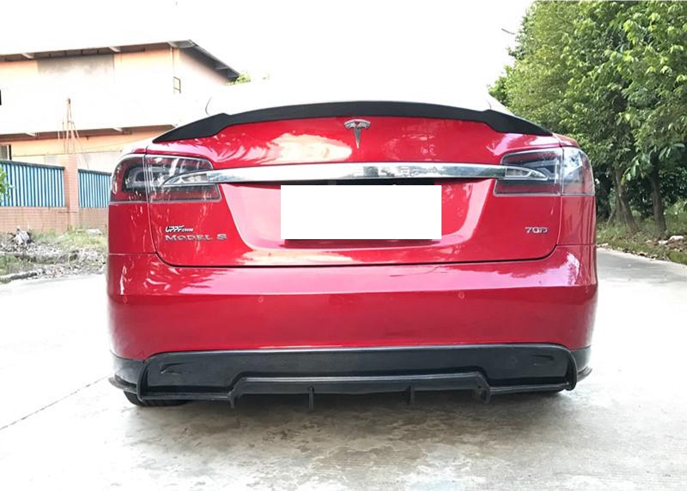 2014-2019 Tesla Model S Carbon Fiber R Style Rear Diffuser