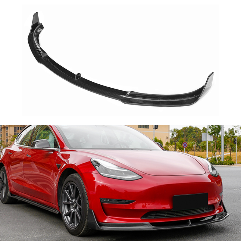 2017-2022 Tesla Model 3 Carbon Fiber V Style Front Lip